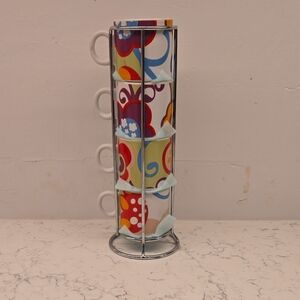 Colorful Stacking Mugs with Stand